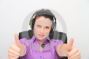 Female customer support operator with headset