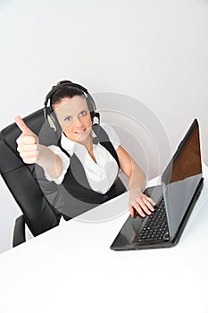 Female customer support operator with headset