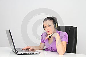 Female customer support operator with headset