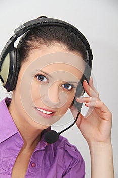 Female customer support operator with headset