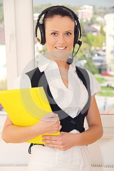 Female customer support operator with headset