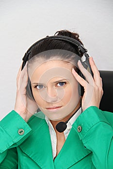 Female customer support operator with headset