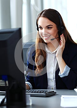 Female customer support operator with headset