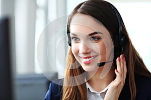 Female customer support operator with headset