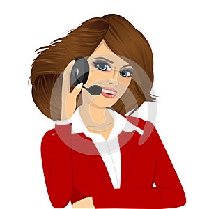 Female customer support phone operator