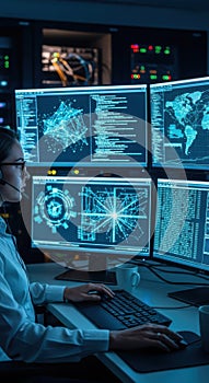 Cybersecurity Analyst Monitoring Data