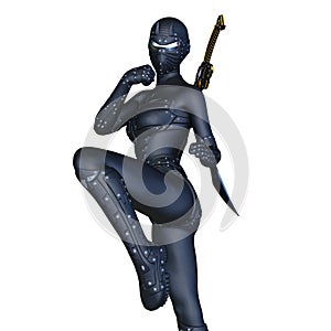 Female cyborg fencer