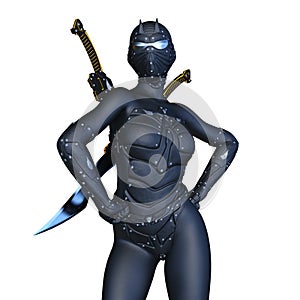 Female cyborg fencer