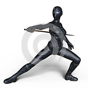 Female cyborg fencer