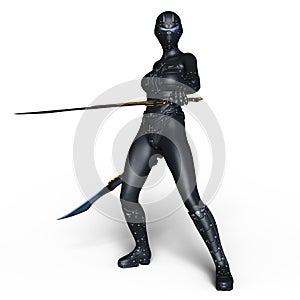 Female cyborg fencer