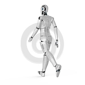 Female cyborg or robot walk