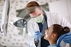 Female on dental check up