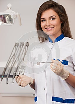 Female dentist at dentist's surgery