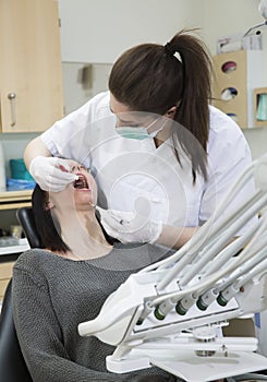 Female dentist and patient