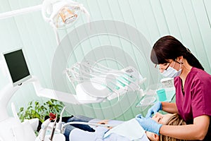 Female dentist working