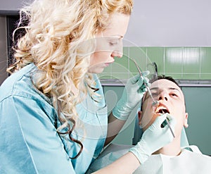 Female dentist working