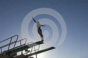 Female Diver About To Dive