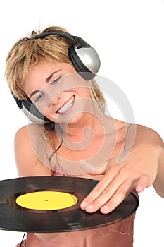 Female DJ Scratching Record