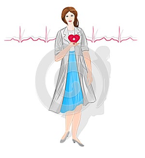 Female doctor of Cardiology vector illustration