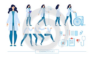 Female Doctor Character Constructor Vector Set