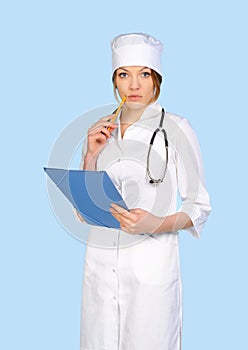 Female doctor with a clipboard