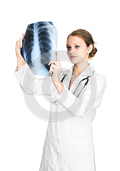 Female Doctor examining an X-ray