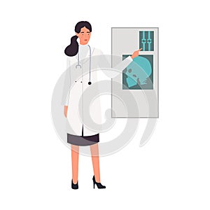 Female doctor examining xray scan