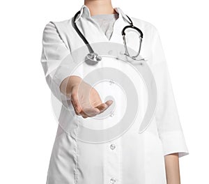 Female doctor giving helping hand