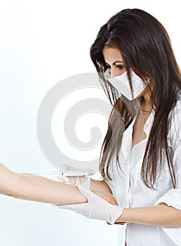 Female doctor giving injection
