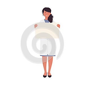 Female doctor holding empty blank board