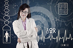 Female doctor with medical background