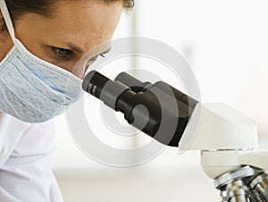 Female Doctor with Microscope