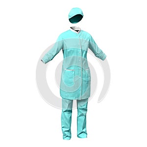 Female doctor or nurse uniform isolated on white 3D Illustration