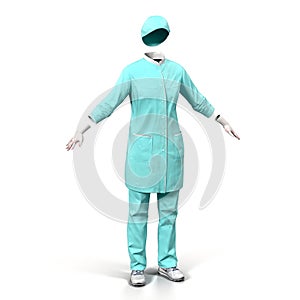 Female doctor or nurse uniform isolated on white 3D Illustration