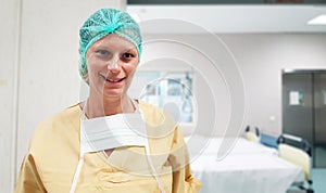 Female doctor ready for surgery in the operating theatre