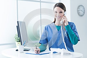 Female doctor at the reception desk