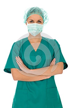 Female doctor in scrubs photo