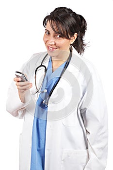 Female doctor send a SMS
