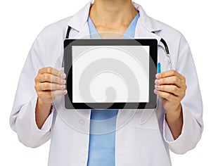 Female Doctor Showing Digital Tablet