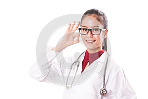 Female doctor showing OK sign.