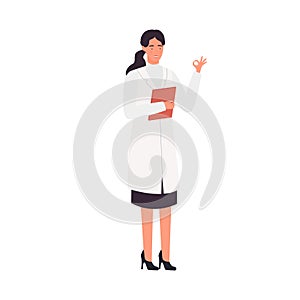 Female doctor showing okay hand gesture