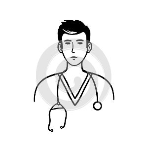 Female doctor with stethoscope outline illustration