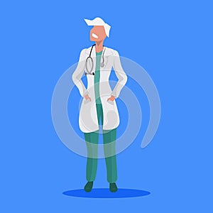 Female doctor with stethoscope woman medical clinic worker in uniform professional occupation concept cartoon character