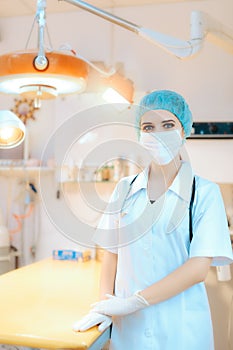 Female Doctor in Surgery Operating Hospital Room