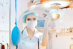 Female Doctor in Surgery Operating Hospital Room