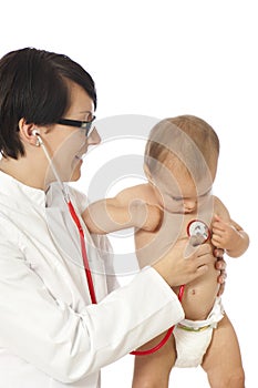 Female doctor with toddler