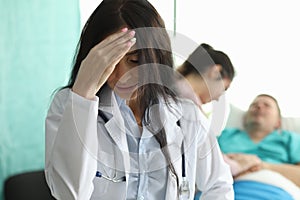 Female doctor upset because male patients health