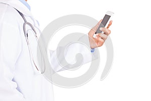 Female doctor using smartphone