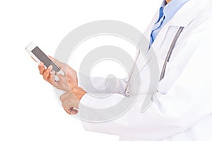 Female doctor using smartphone