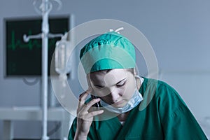 Female doctor wearing sterile uniform